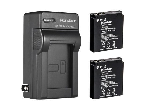 Kastar 4-Pack Battery and AC Wall Charger Replacement for Kodak LB-080 NCA-K/102 Spare Battery, PIXPRO SP1 HD, SP1-YL3 Action Camera, PlaySport Zx5...