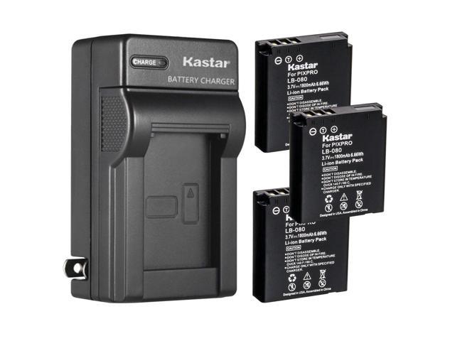 Kastar 4-Pack Battery and AC Wall Charger Replacement for Kodak LB-080 NCA-K/102 Spare Battery, PIXPRO SP1 HD, SP1-YL3 Action Camera, PlaySport Zx5...