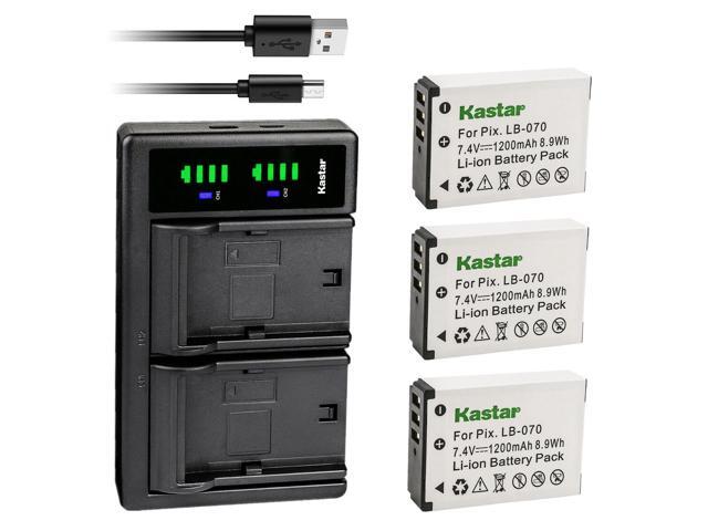 Kastar 3-Pack LB-070 Battery and LTD2 USB Charger Replacement for LB-070 LB070 Battery, Kodak Pixpro AZ651, Kodak Pixpro AZ651 Astro Zoom, Kodak...