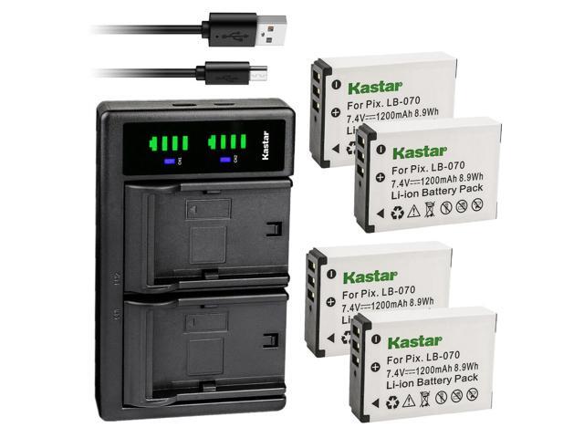 Kastar 4-Pack LB-070 Battery and LTD2 USB Charger Replacement for LB-070 LB070 Battery, Kodak Pixpro AZ651, Kodak Pixpro AZ651 Astro Zoom, Kodak...
