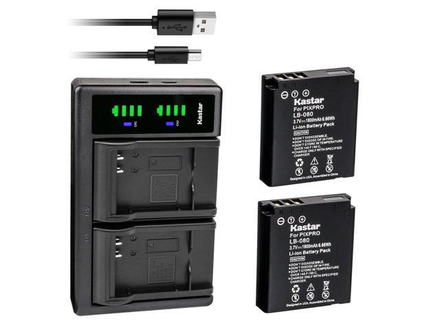 Kastar 4-Pack Battery and LTD2 USB Charger Replacement for Kodak LB-080 NCA-K/102 Spare Battery, PIXPRO SP1, SP1 HD, SP1-YL3 Action, PlaySport Zx5,...