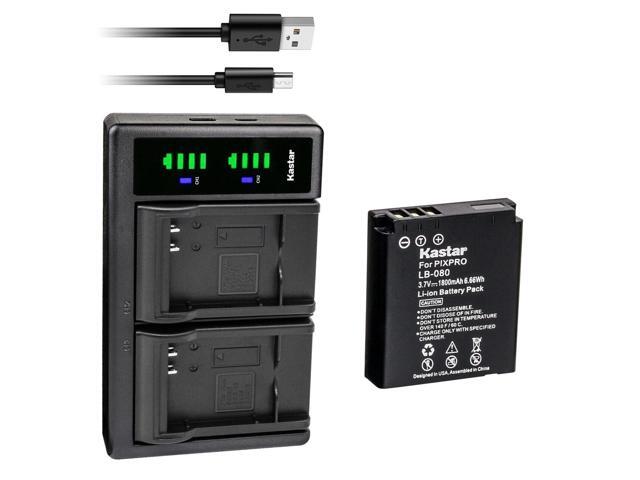 Kastar 4-Pack Battery and LTD2 USB Charger Replacement for Kodak LB-080 NCA-K/102 Spare Battery, PIXPRO SP1, SP1 HD, SP1-YL3 Action, PlaySport Zx5,...