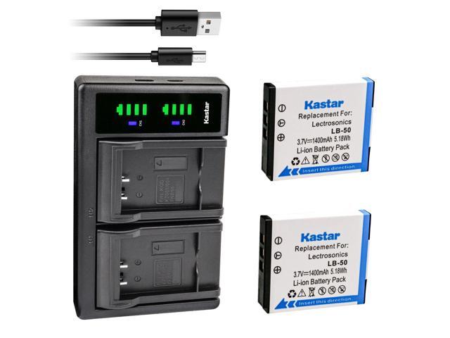 Kastar 2-Pack Battery and LTD2 USB Charger Compatible with Lectrosonics LB-50 Battery, Lectrosonics 40117, Lectrosonics SSM Transmitter & IFBR1B...
