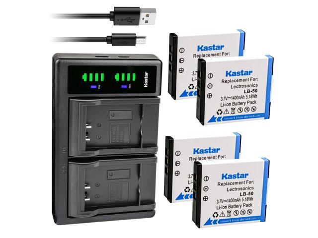 Kastar 4-Pack Battery and LTD2 USB Charger Compatible with Lectrosonics LB-50 Battery, Lectrosonics 40117, Lectrosonics SSM Transmitter & IFBR1B...