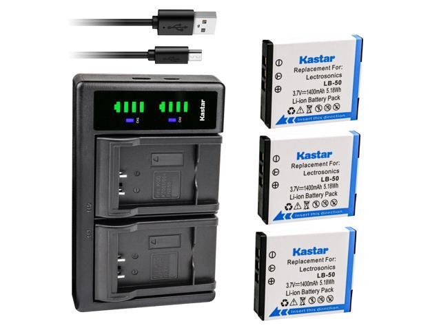 Kastar 3-Pack Battery and LTD2 USB Charger Compatible with Lectrosonics LB-50 Battery, Lectrosonics 40117, Lectrosonics SSM Transmitter & IFBR1B...