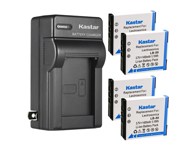 Kastar 4-Pack Battery LB-50 and AC Wall Charger Replacement for Lectrosonics LB-50 Battery, Lectrosonics SSM Transmitter & IFBR1B Receiver, IFBR1B...