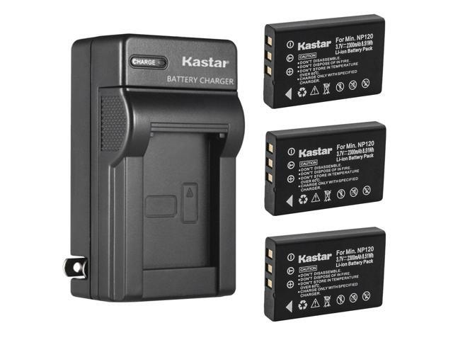 Kastar 3-Pack Battery and AC Wall Charger Replacement for Ordro HDV-D9, HDV-D9II, HDV-D10, HDV-D80, HDV-D80S, HDV-D100, HDV-D200, HDV-D300,...