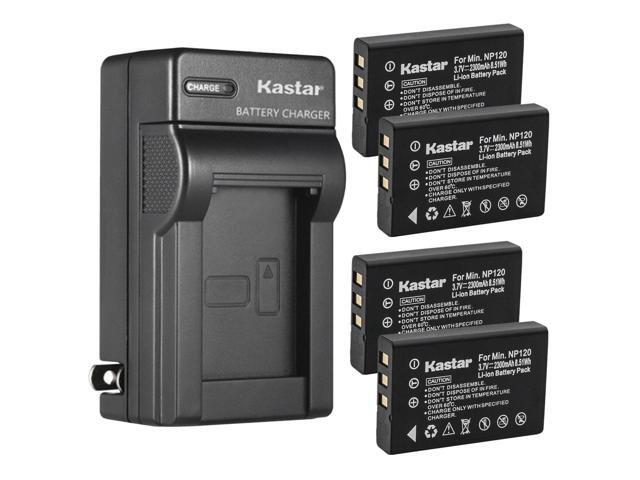 Kastar 4-Pack Battery and AC Wall Charger Replacement for Ordro HDV-D9, HDV-D9II, HDV-D10, HDV-D80, HDV-D80S, HDV-D100, HDV-D200, HDV-D300,...