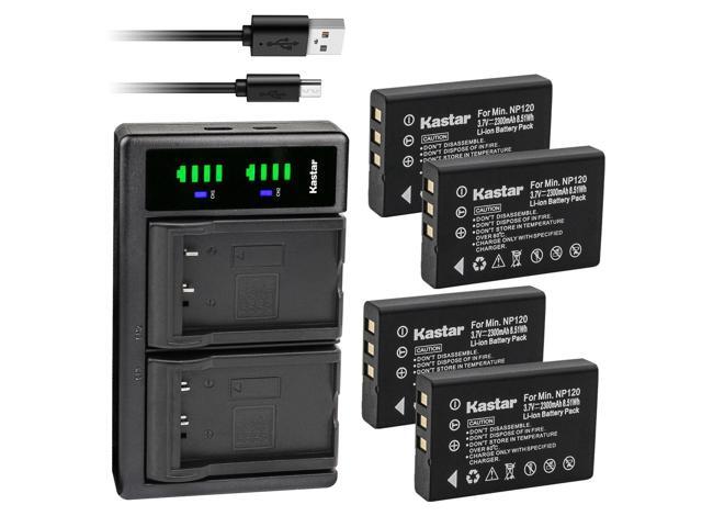 Kastar 4-Pack Battery and LTD2 USB Charger Replacement for Ordro HDV-V12, HDV-V88, HDV-Z7, HDV-Z10, HDV-Z16, HDV-Z79, HDV-108, HDV-760, HDV-P72,...