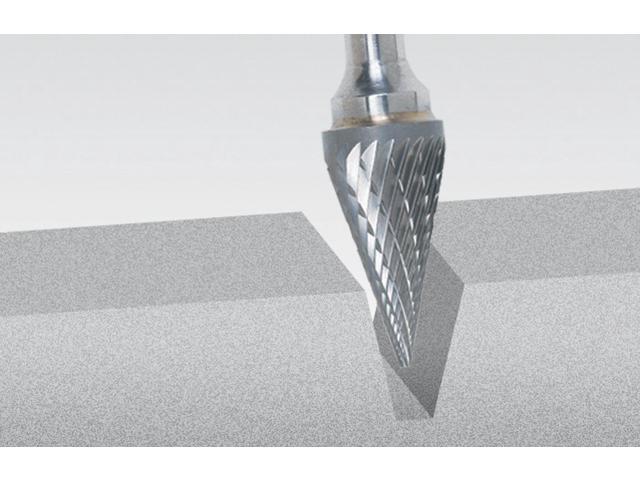 Walter 01V025 Tungsten Carbide Finishing Bur 1/8X7/16in Conical Bur, 1/8in Shank