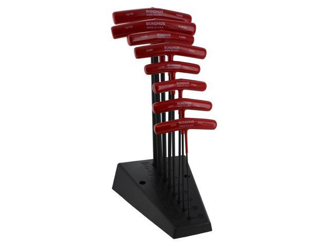 Bondhus 13189 Set of 8 Balldriver and Hex T-handle Wrench Set w/ Stand, 2-10mm