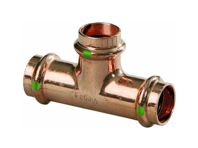Viega ProPress 2918 Copper Tee, 3/4' x 1/2' x 3/4'