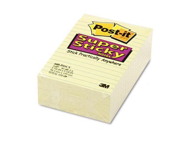 3M 6605SSCY Super Sticky Notes 4 x 6 Canary Yellow Five 90-Sheet Pads Pack