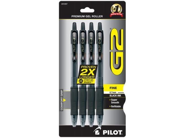 Pilot Gel Pen Retractable Refillable Fine 4/PK Black 31057