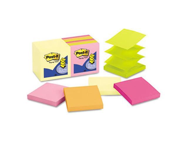 3M R33014YWM Pop-Up Note Pad Refills, 3 x 3, 7 Canary Yellow & 7 Asst. Brights 100-Sheet Pads