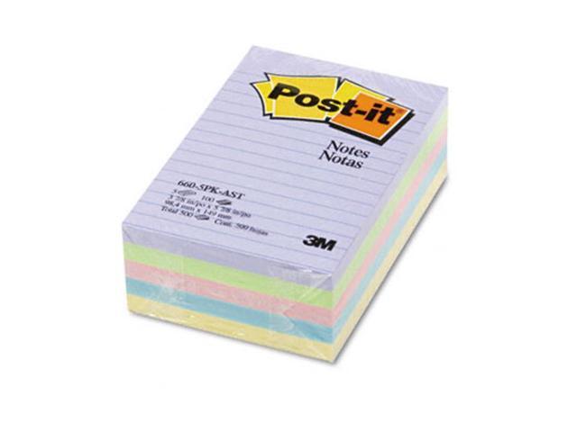 3M 6605PKAST 4 x 6 Ruled Five Colors Five 100-Sheet Pads Pack