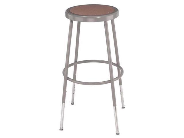 NPS 6218H 6200 Series Height Adjustable Heavy Duty Steel Stool - Backless - Supports 500lb - 19' to 27' Seat Height - Brown Seat, Gray Base