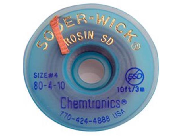 CHEMTRONICS 80-4-10 Desoldering Wick,10 ft.,4,Copper,Rosin
