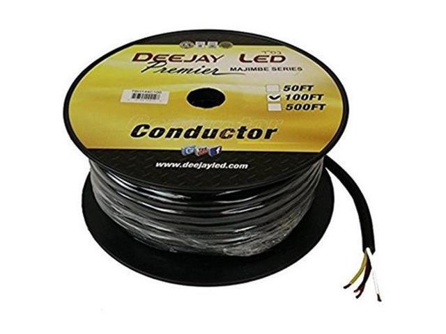 Deejay Led 100 Feet Of Four Conductor 14 Gauge Cable In Black Flexible Casing.