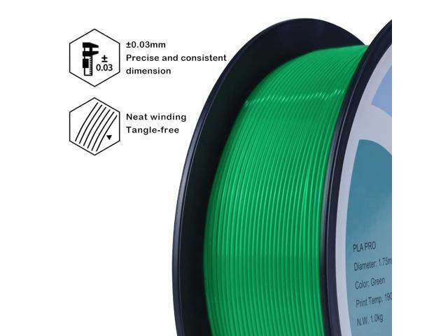 ZIRO PLA Pro 3D Printer Filament, Dimensional Accuracy +/- 0.03 mm, 1kg Spool, 1.75mm Green