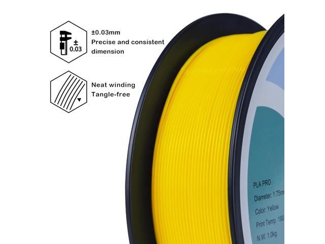 ZIRO PLA Pro 3D Printer Filament, Dimensional Accuracy +/- 0.03 mm, 1kg Spool, 1.75mm Yellow