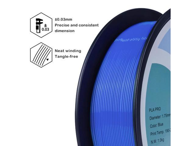 ZIRO PLA Pro 3D Printer Filament, Dimensional Accuracy +/- 0.03 mm, 1kg Spool, 1.75mm Blue