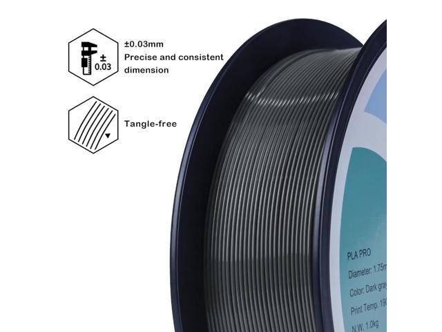 ZIRO PLA Pro 3D Printer Filament, Dimensional Accuracy +/- 0.03 mm, 1kg Spool, 1.75mm Dark Gray