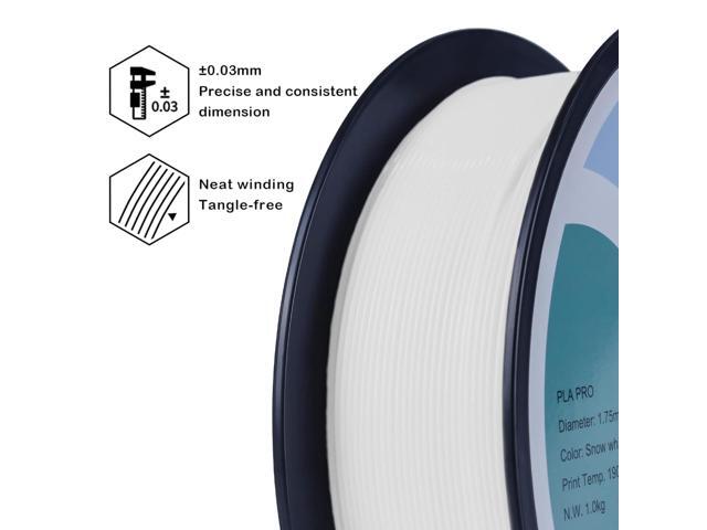 ZIRO PLA Pro 3D Printer Filament, Dimensional Accuracy +/- 0.03 mm, 1kg Spool, 1.75mm Snow White