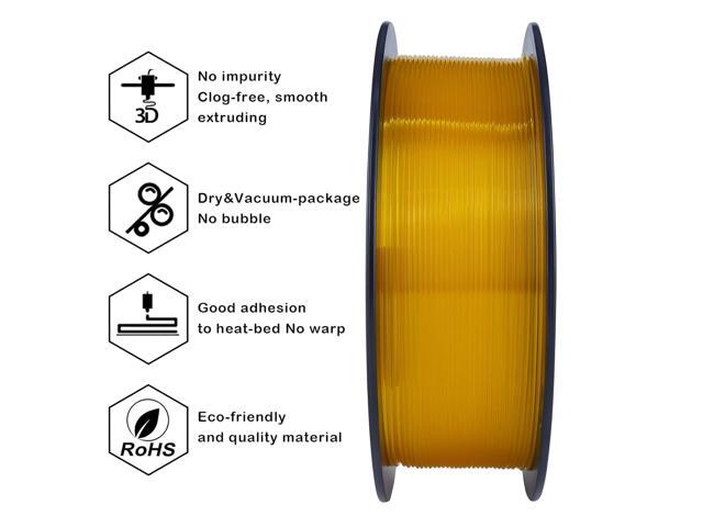 ZIRO PLA Pro 3D Printer Filament, Dimensional Accuracy +/- 0.03 mm, 1kg Spool, 1.75mm Transparent Orange
