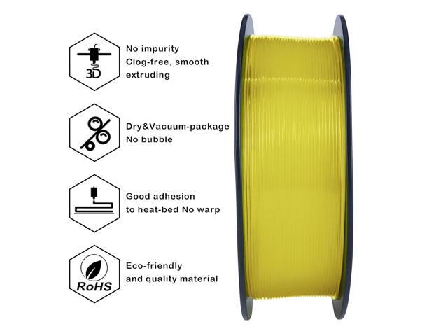 ZIRO PLA Pro 3D Printer Filament, Dimensional Accuracy +/- 0.03 mm, 1kg Spool, 1.75mm Transparent Yellow