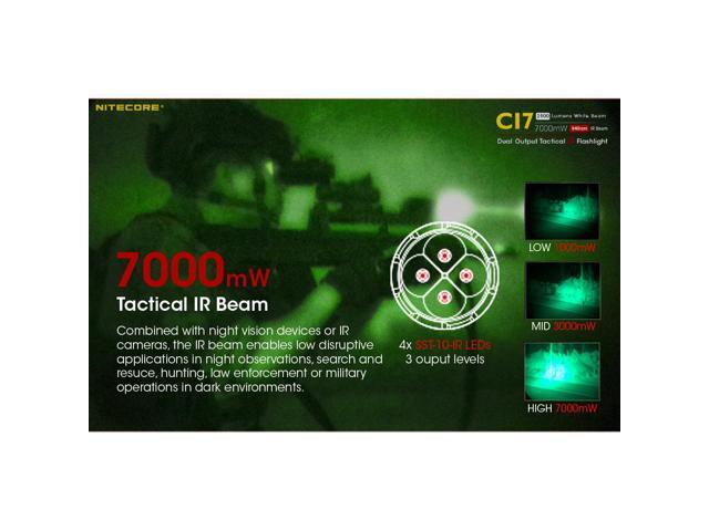Nitecore CI7 2500 Lumen White and Infrared IR LED Flashlight