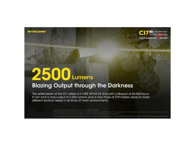 Nitecore CI7 2500 Lumen White and Infrared IR LED Flashlight