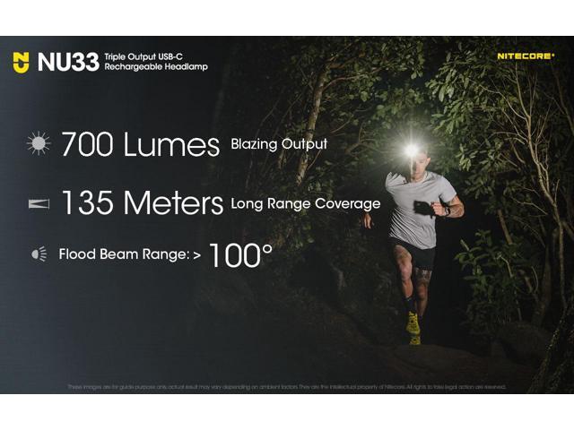Nitecore NU33 700 Lumen LED Rechargeable Headlamp with White and Red Beams