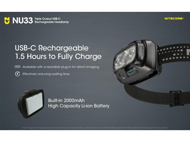 Nitecore NU33 700 Lumen LED Rechargeable Headlamp with White and Red Beams