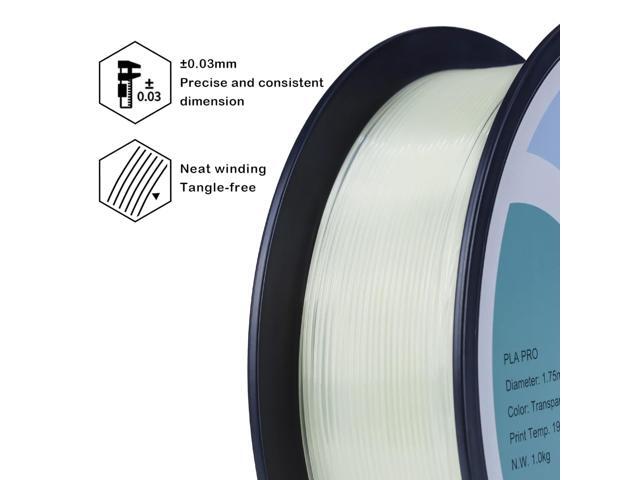 ZIRO PLA Pro 3D Printer Filament, Dimensional Accuracy +/- 0.03 mm, 1kg Spool, 1.75mm Transparent Natural