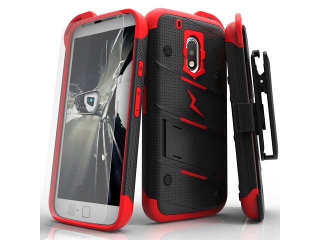 Motorola G4 Play Case, Zizo [Bolt Series] w/ FREE [Motorola G4 Play Screen Protector] Kickstand [Military Grade Drop Tested] Holster Clip - G4 Play