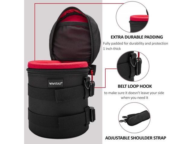 Vivitar Premium Lens Case 4.5 Inches Well Padded With Belt Loop and Neck Strap