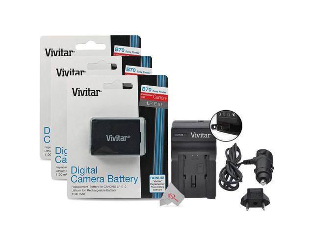 4 Vivitar LP E10 Replacement Batteries and Charger for Canon T7 T6 T5 T100 4000D 3000D 2000D