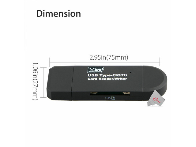 VidPro USB 2.0 Type-C microSD and SD Card Reader