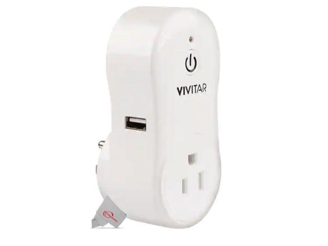 Vivitar Smart Home Wi-Fi Outlet + USB Port Compatible with Alexa and Google Home - No Hub Required