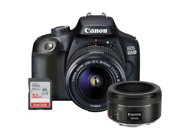 Canon EOS 2000D Digital SLR Camera + 18-55mm Lens + EF 50mm f/1.8 STM Lens Kit