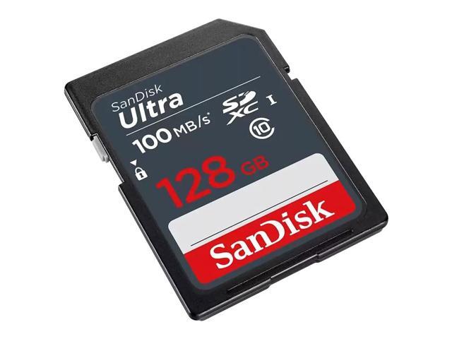 2x Sandisk Ultra 128 GB SDXC UHS-I Memory Card 100 MBs with Memory Card Holder