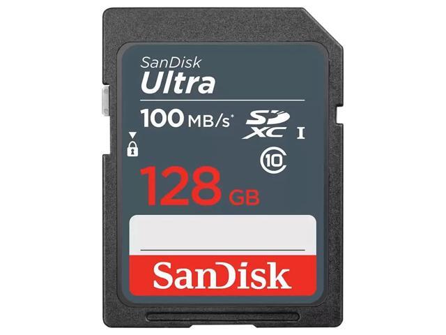 3x Sandisk Ultra 128 GB SDXC UHS-I Memory Card 100 MBs with Memory Card Holder