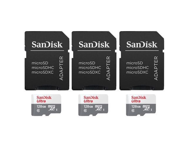 3 Packs SanDisk 128GB Ultra UHS-I microSDHC Memory Card with SD Adapter