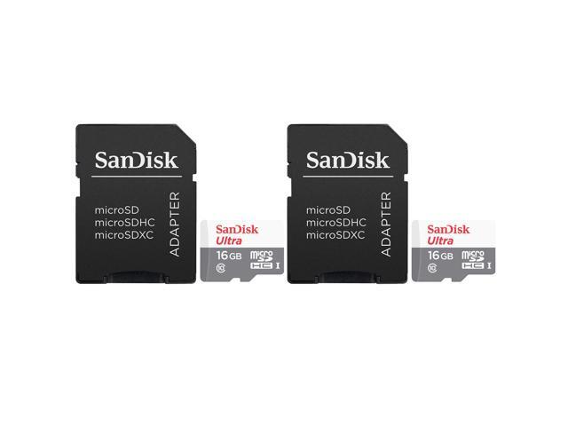 2 Packs SanDisk 16GB Ultra UHS-I microSDHC Memory Card with SD Adapter