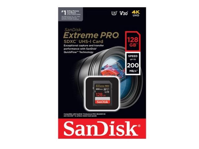 SanDisk Extreme Pro 128GB SDXC UHS-I V30 200MB/s Class 10 Memory Card - 2 Count + Memory Card Holder