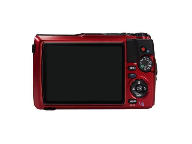 Olympus OM SYSTEM Tough TG-7 Digital Camera (Red) with Small Camcorder Case