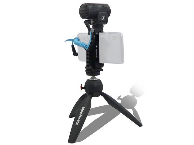 Sennheiser Pro MKE 200 Mobile Kit Microphone, Smartphone Clamp, Manfrotto Tabletop Tripod with 64GB microSDXC Card and Photo & Video Editing Suite