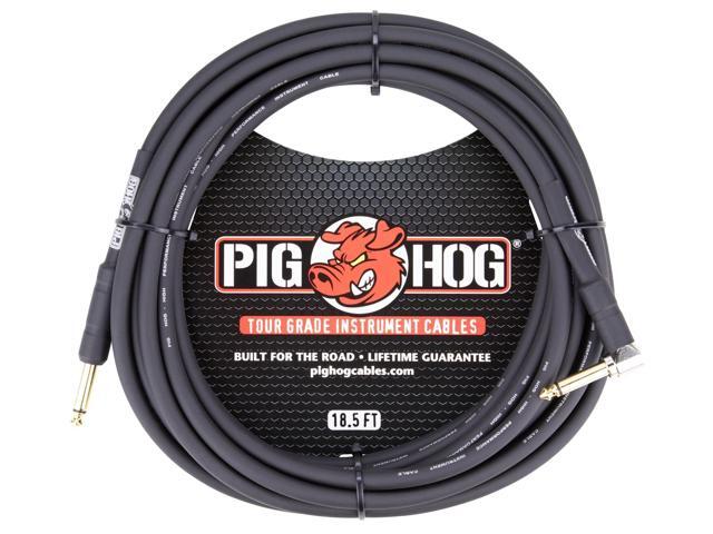 PigHog Cables Tour Grade 18.5ft 1/4'-1/4' Cables - Straight to Right Angle- 2 Count