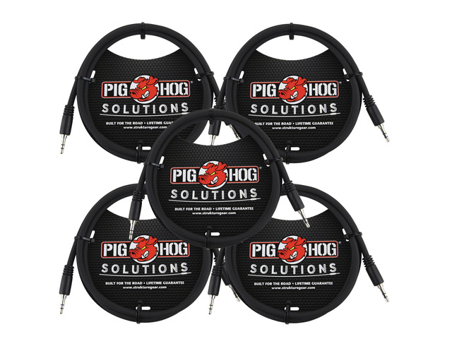 PigHog Cables Solutions 3.5mm TRS to 3.5mm TRS 3ft Adapter Cable - 5 Units